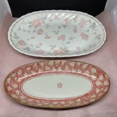 花柄楕円形皿 2点セット