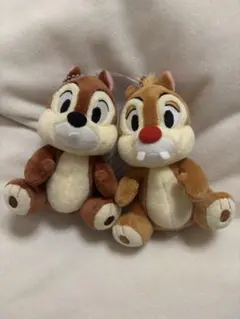 ディズニー チップとデール ぬいぐるみ バッジ キーホルダー 2個セット