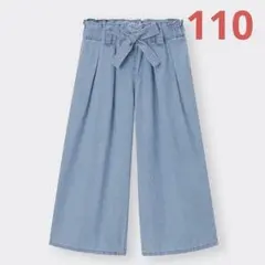 ジーユー GU ライトデニムプルオンワイドパンツ 110 女の子