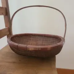 竹籠　古道具　円形籠