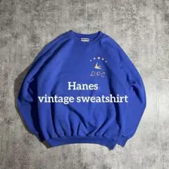 Hanes ヘインズ 古着 Mサイズブルー短丈vintageスウェットのサムネイル