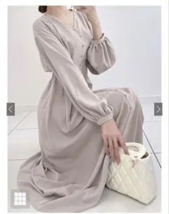 エレガントAラインロングフレアワンピース グレー