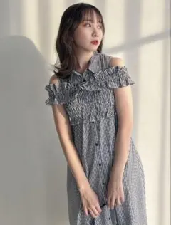 dazzlin ギャザービスチェSETシャツワンピース