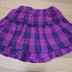 ピンク チェック柄 フレアスカート 110