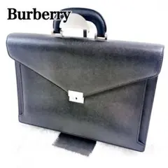 美品✨バーバリー ビジネスバッグ ロゴプレート A4可 サフィアーノ
