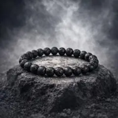 溶岩石 ブレスレット 6mm 天然石 ラバーストーン アロマ 癒し レディース