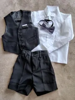 男の子フォーマルベストスーツセット 黒 サイズ90 結婚式 七五三 入園式