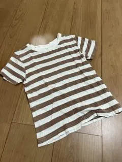 茶色と白のストライプ Tシャツ 110