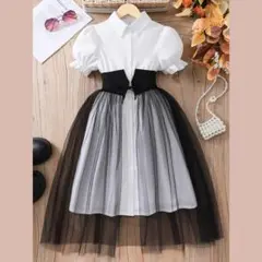 キッズ女の子ドレス130ワンピース結婚式フォーマル発表会ピアノかわいい白ホワイト