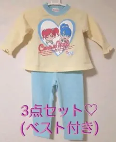 パジャマ　ベスト付　３点セット　キャラクター【キャラ&メル】キッズ100 レトロ
