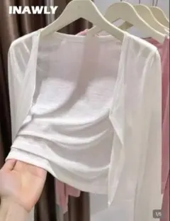 SHEIN カーディガン ホワイト L 韓国オンニ 韓国