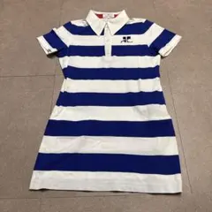 Courreges クレージュ　ポロシャツ　半袖　ワンピース　ボーダー　白　青のサムネイル