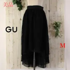 美品★GUブラック総レースフィッシュテールロングスカートM