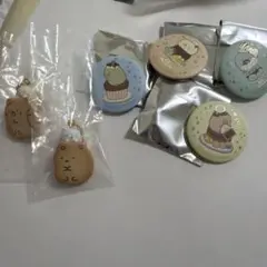すみっコぐらし　缶バッジ　喫茶すみっコ　ビスケットチャーム　ねこ　しろくま
