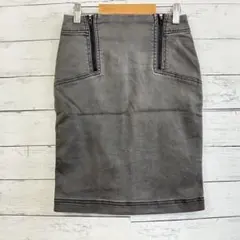 グレーデニム風タイトスカート S相当 ストレッチ 春秋 大人カジュアル