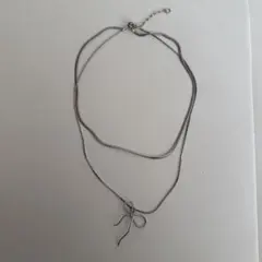 ネックレス　ダブル　チョーカーネックレス　リボンネックレス