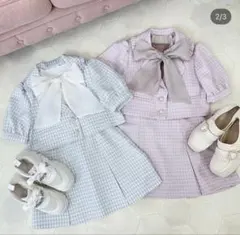 evelyn 水色 チェックセットアップ