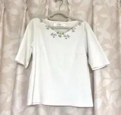 tocco closet 花柄刺繍リブカットソー ホワイトのサムネイル