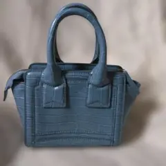 ZARA ブルー クロコダイル型押し ミニハンドバッグ