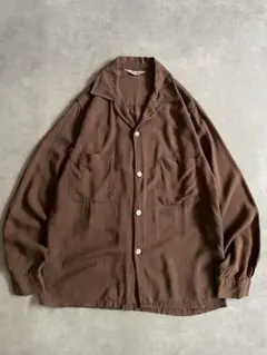 ビームスエフ｜美品 リネンオープンカラーシャツ 麻100% レンガ色 開襟