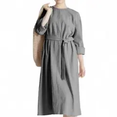 【大きいサイズ】2XL グレー　ロング　ワンピース　体型カバー　ゆったり　着痩せ