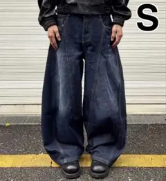 【新品】　デニム　ワイドレッグパンツ　バギー vintage加工