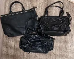 grunge y2k archive black lether bagセット売り