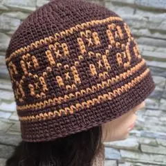 クラッシャーハット　ニット帽　ビーニー　クロシェハット ハンドメイド 手編のサムネイル