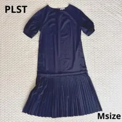 【美品】PLST プラステ 裾プリーツ 切り替えワンピース ネイビー Mサイズのサムネイル