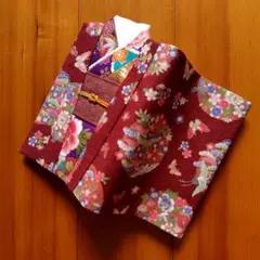 ブックカバー　打ち掛け　エンジ×紫　文庫本サイズ