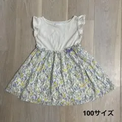 【タルティーヌエショコラ】ノーリーブ花柄切り替えワンピース 100cmのサムネイル