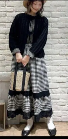 新品♡ギンガムチェック裾スカラップスカート