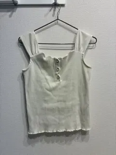 リブ編みホワイトタンクトップのサムネイル