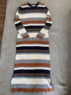 ナチュラルビューティーベーシック　マルチボーダーニットワンピース