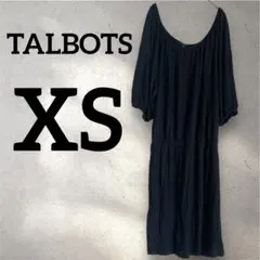 TALBOTS 【XS】カットソーワンピース パフスリーブ ウエストギャザー 黒