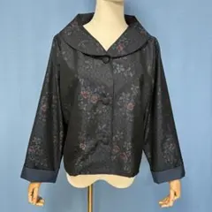 着物リメイク　大島紬　ショールカラージャケット　L〜XXL
