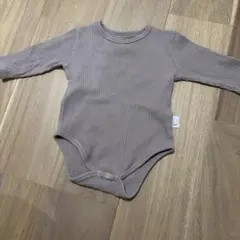 ベビー 長袖 ロンパース リブ素材 グレー　66