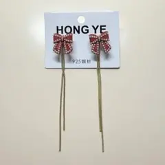 『どれでも2点で450円』M278 2way リボン×パール ピアス ロング