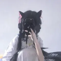 猫耳ヘッドドレス 黒・ピンク リボン付き