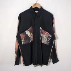 希少 インポートロッサ ジョッキー勝負服 アート柄 シャツ ブラウス 42 黒 希少 インポートロッサ ジョッキー勝負服 アート柄 シャツ ブラウス 42