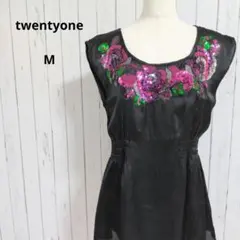 フォーエバー21☆ノースリーブ　チュニック　ブラウス　スパンコール　M　ブラック