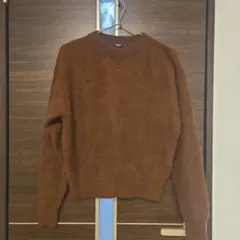 ブラウン クルーネック ニットセーター