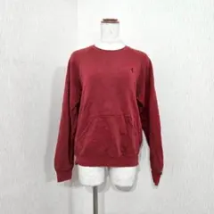 コムサデモード スウェット トレーナー くすみレッド（L）刺繍ロゴ 綿100％