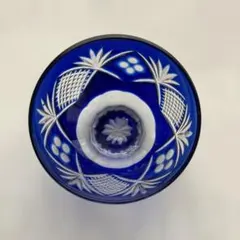 コバルトブルー カットガラス グラス(箱付き)