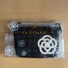 新品未使用 CLATHAS (クレイサス）カメリア柄 ポーチ ブラックのサムネイル