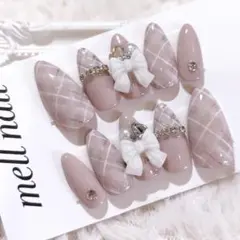 【24時間以内】3889 ネイルチップ 量産型 ワンホン フレンチガーリー