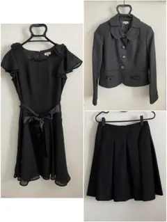 セレモニースーツ 3点セット 9号 黒 入学式 卒業式 ママスーツ フォーマル