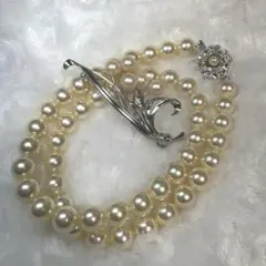 【 あこや真珠✨】全長45cm 7-8mm 刻印あり パールネックレスのセット