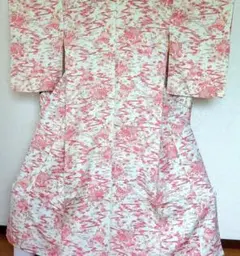 花柄小紋 ブルー地 ピンク系花模様のサムネイル