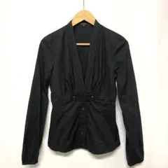 ■ GUCCI グッチ ブラウス シャツ 長袖 ブラック ノーカラー